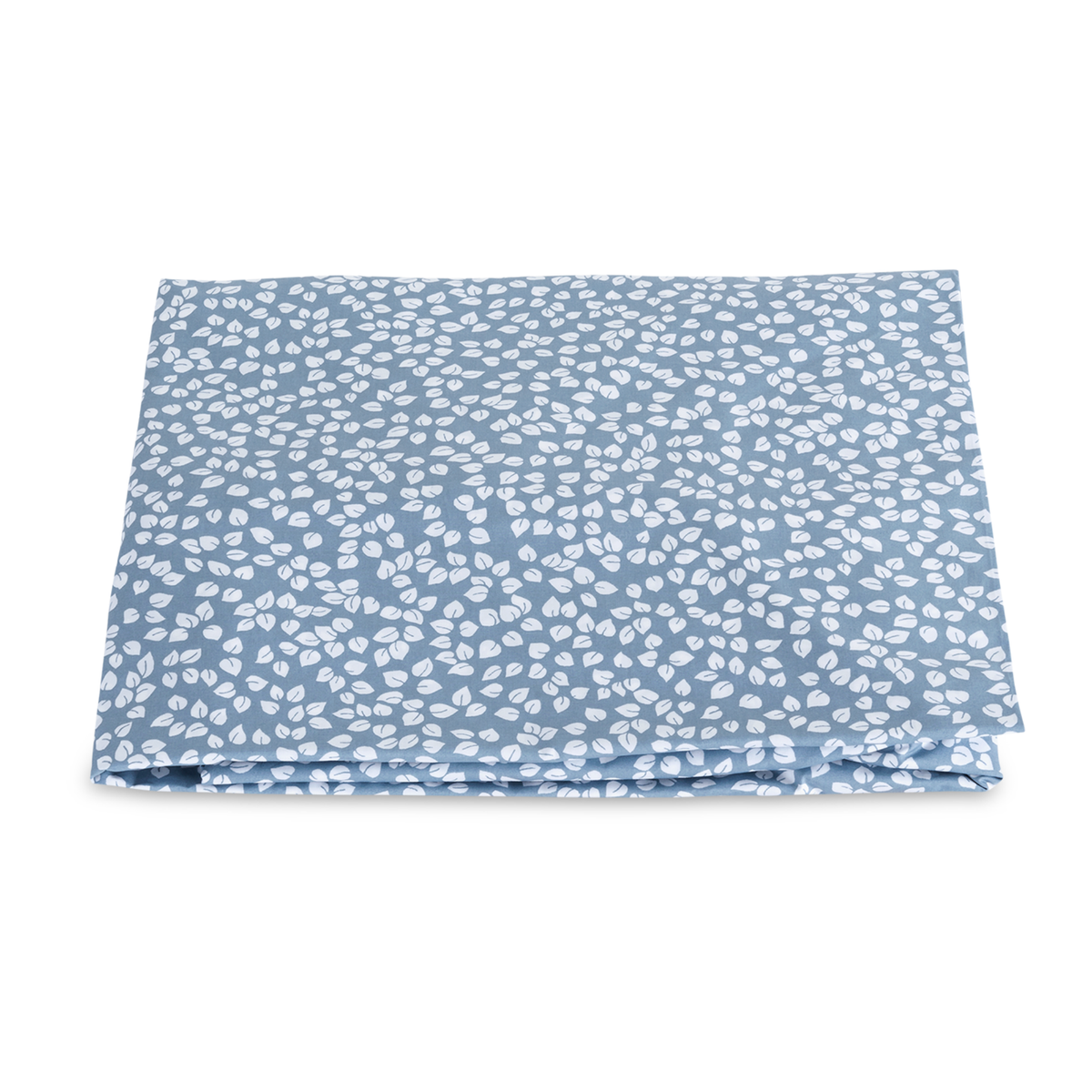 Folded Fitted Sheet of Matouk Margot Bedding in Hazy Blue Reverse Color