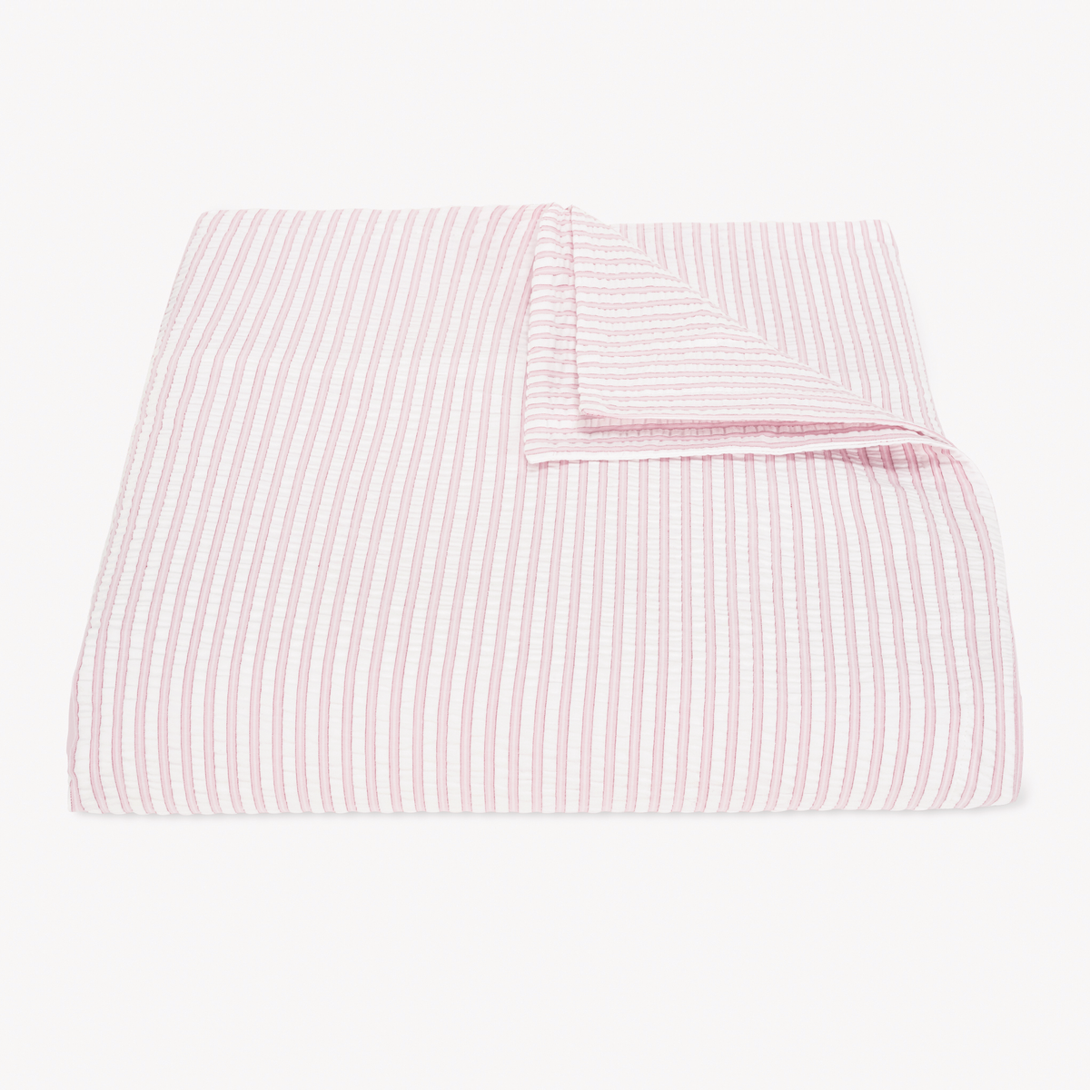 Folded Pink striped cotton seersucker Duvet Cover from Matteo Bedding