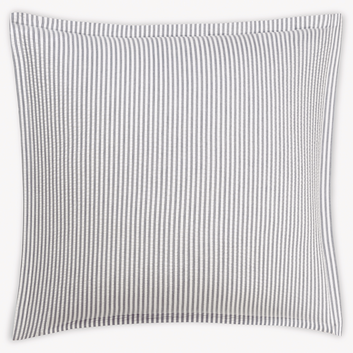 Euro Sham in Deepnavy stripes, inspired by cotton seersucker bedding from the Matouk Matteo Collection
