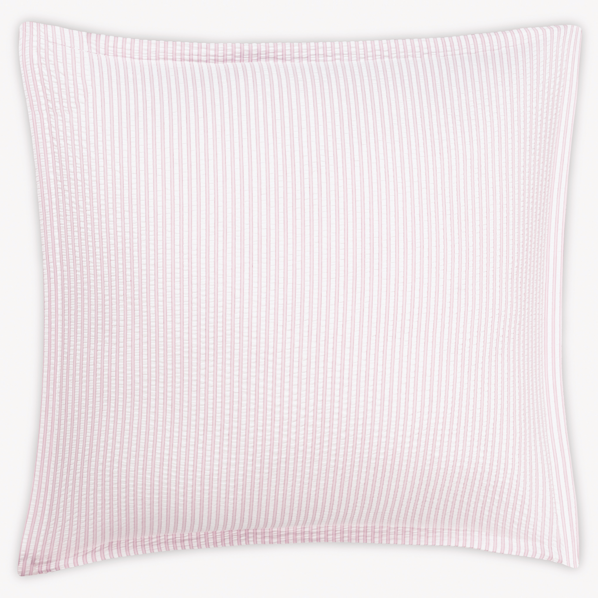 Euro Sham in Pink stripes, inspired by cotton seersucker bedding from the Matouk Matteo Collection