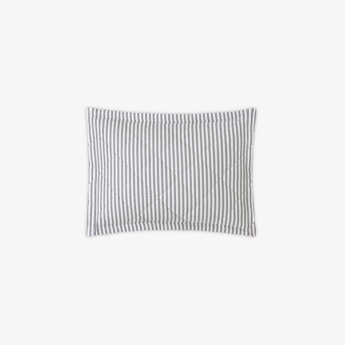 Boudoir Sham with Deepnavy stripes and diamond quilting, inspired by cotton seersucker Matouk Matteo bedding