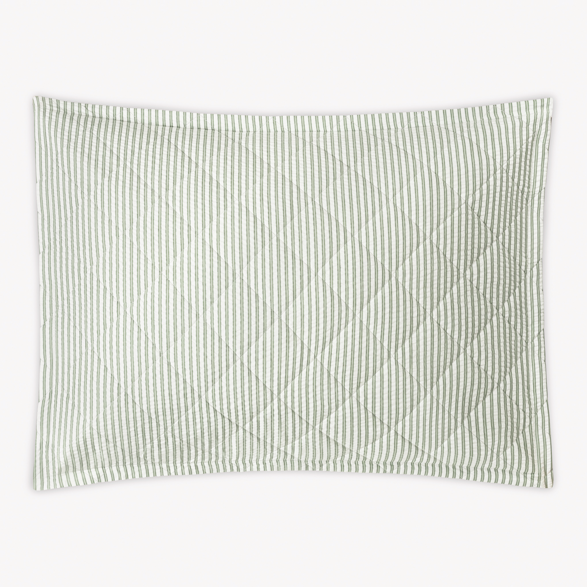 Sham Silo with Palm stripes and diamond quilting, inspired by cotton seersucker Matouk Matteo bedding