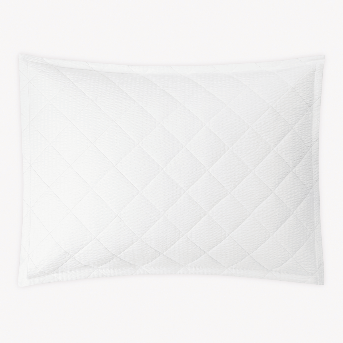 Sham Silo with White stripes and diamond quilting, inspired by cotton seersucker Matouk Matteo bedding