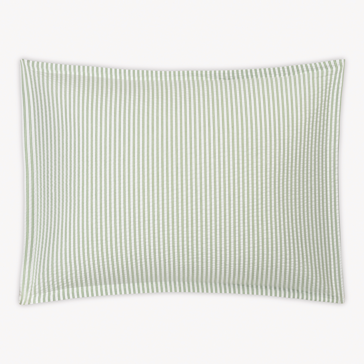 Sham Silo in Palm stripes, inspired by cotton seersucker bedding from the Matouk Matteo Collection