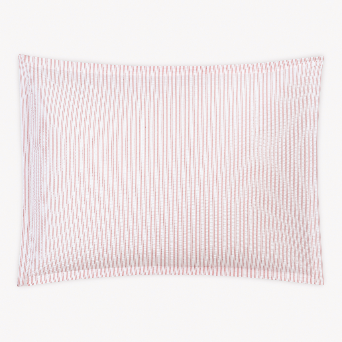 Sham Silo in Pink stripes, inspired by cotton seersucker bedding from the Matouk Matteo Collection