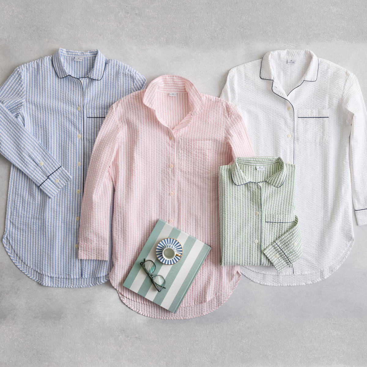 Matteo Sleep Shirt in Azure, Pink, Palm, and White