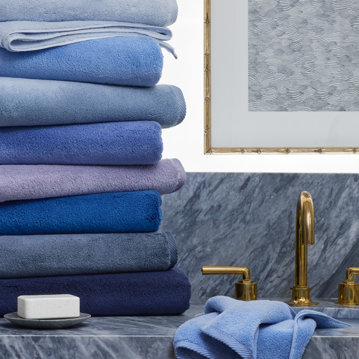 Bluish Towels of Matouk Milagro Bath Collection