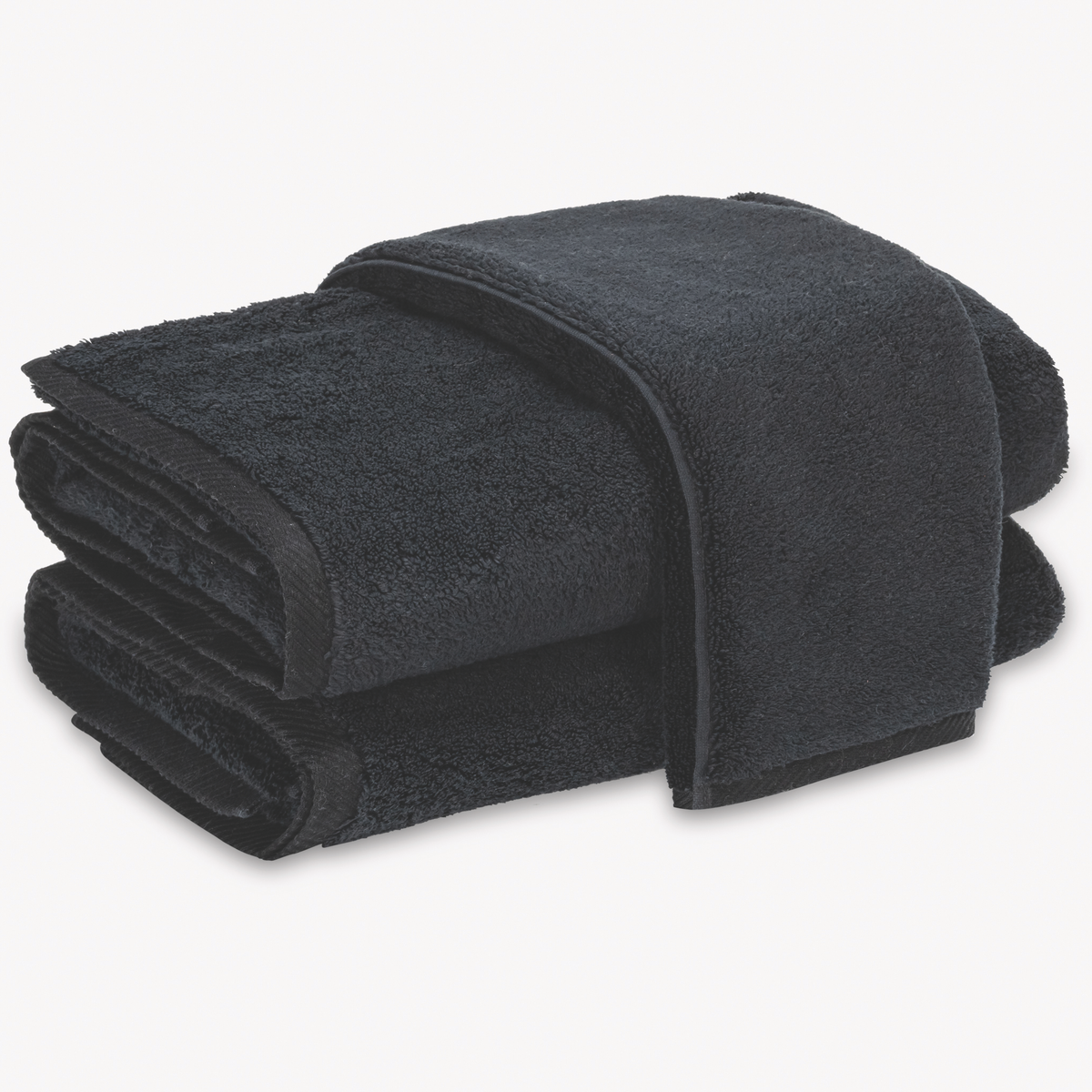 Long-Staple Cotton Fibers of Matouk Milagro Bath Towels in Black color