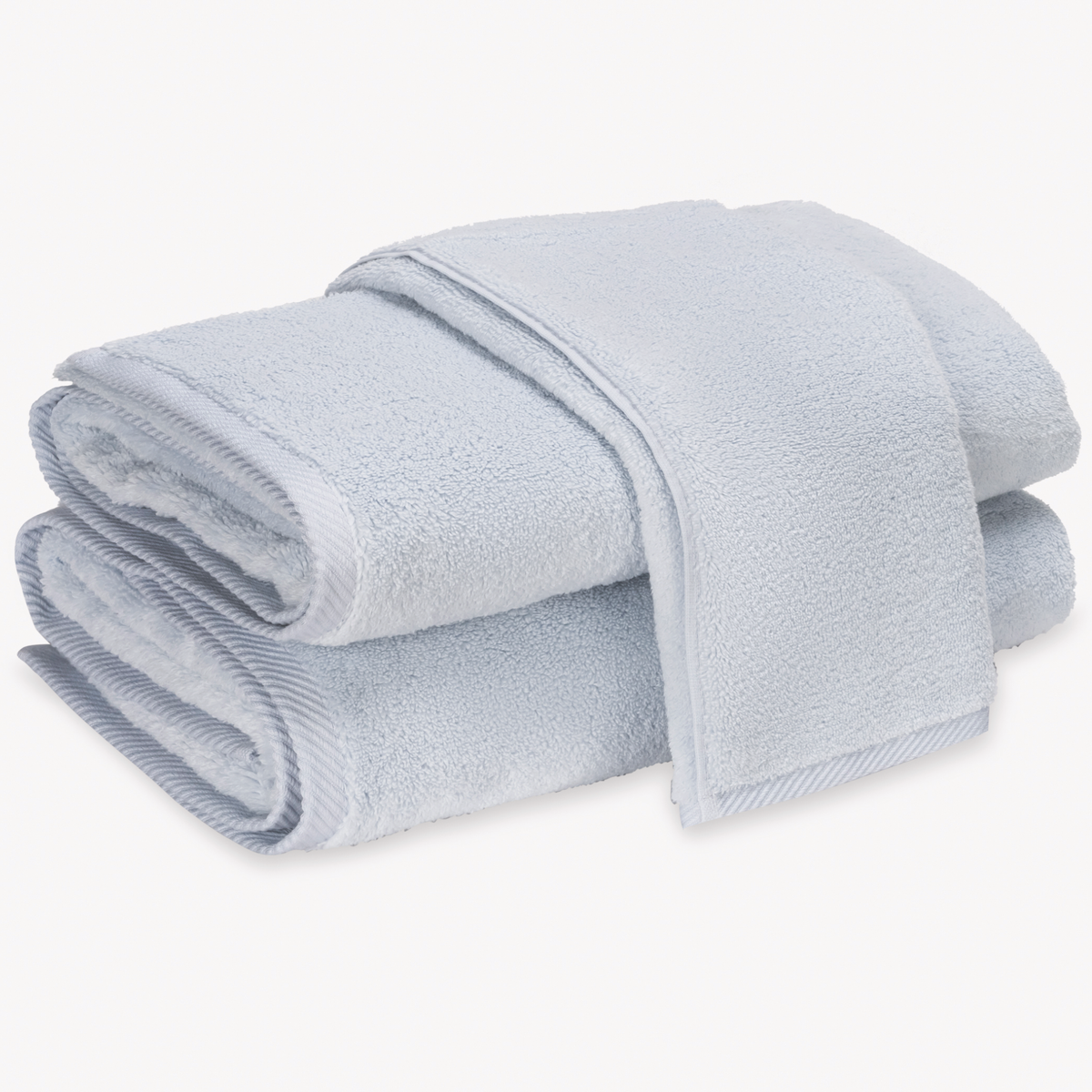 Long-Staple Cotton Fibers of Matouk Milagro Bath Towels in Light blue color