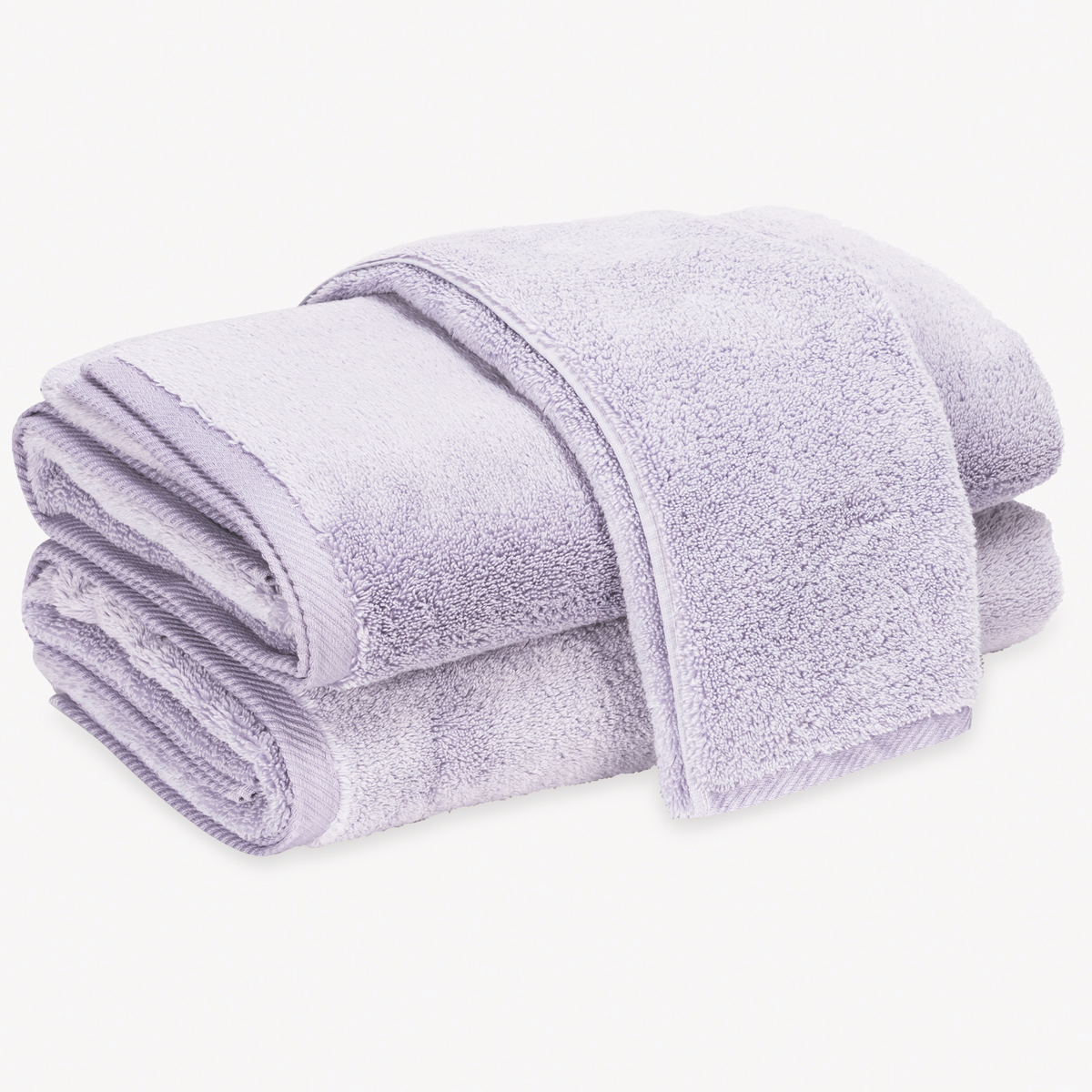 Long-Staple Cotton Fibers of Matouk Milagro Bath Towels in Lilac color