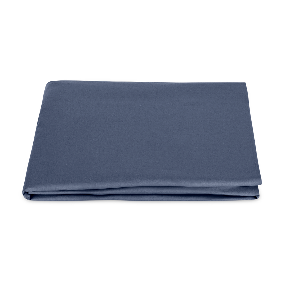 Folded Fitted Sheet of Matouk Milano Hemstitch Bedding in Color Steel Blue