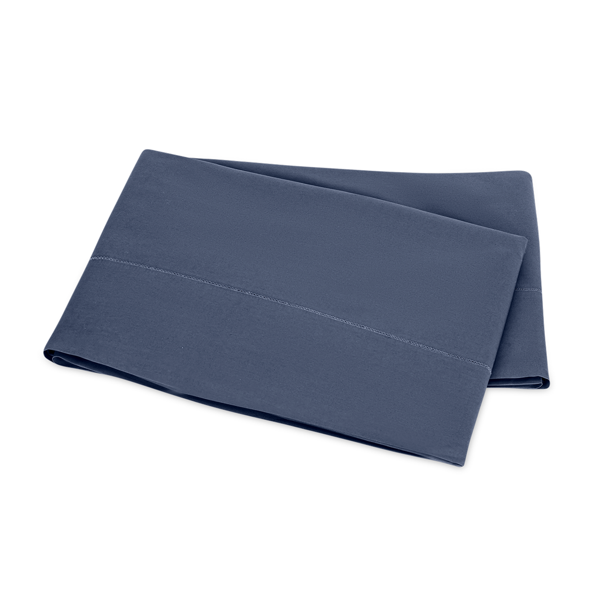 Flat Sheet of Matouk Milano Hemstitch Bedding in Color Steel Blue