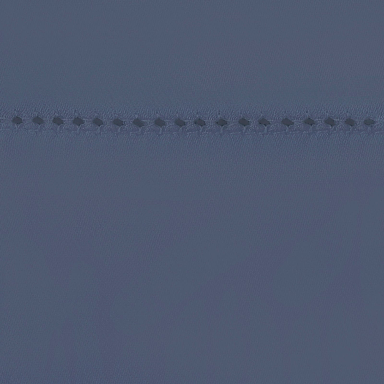 Bed Dressed in Matouk Milano Hemstitch Bedding with Swatch in Color Steel Blue