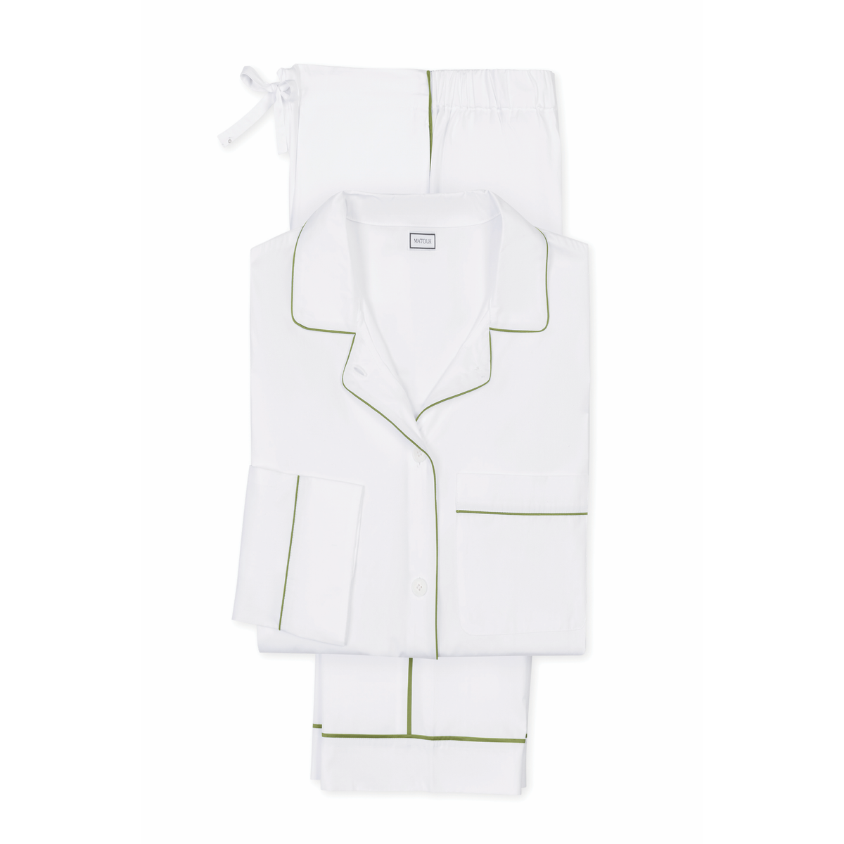 Laid Flat Matouk Milano Pajama Set in Color Grass