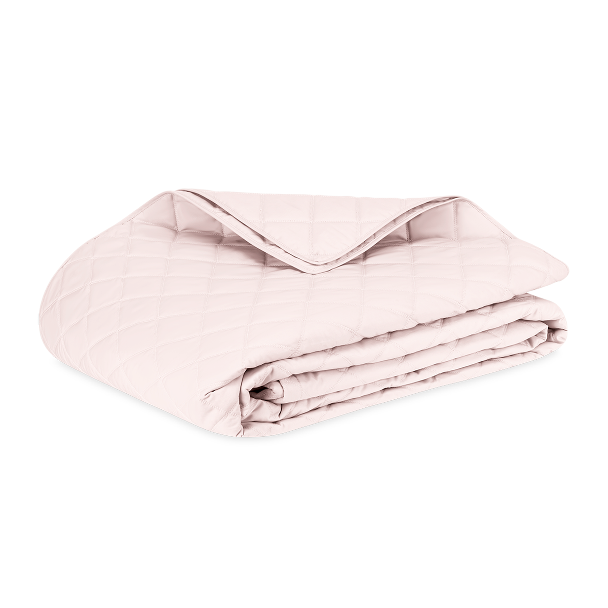 Folded Coverlet in Matouk Milano Quilt Bedding in Color Blush