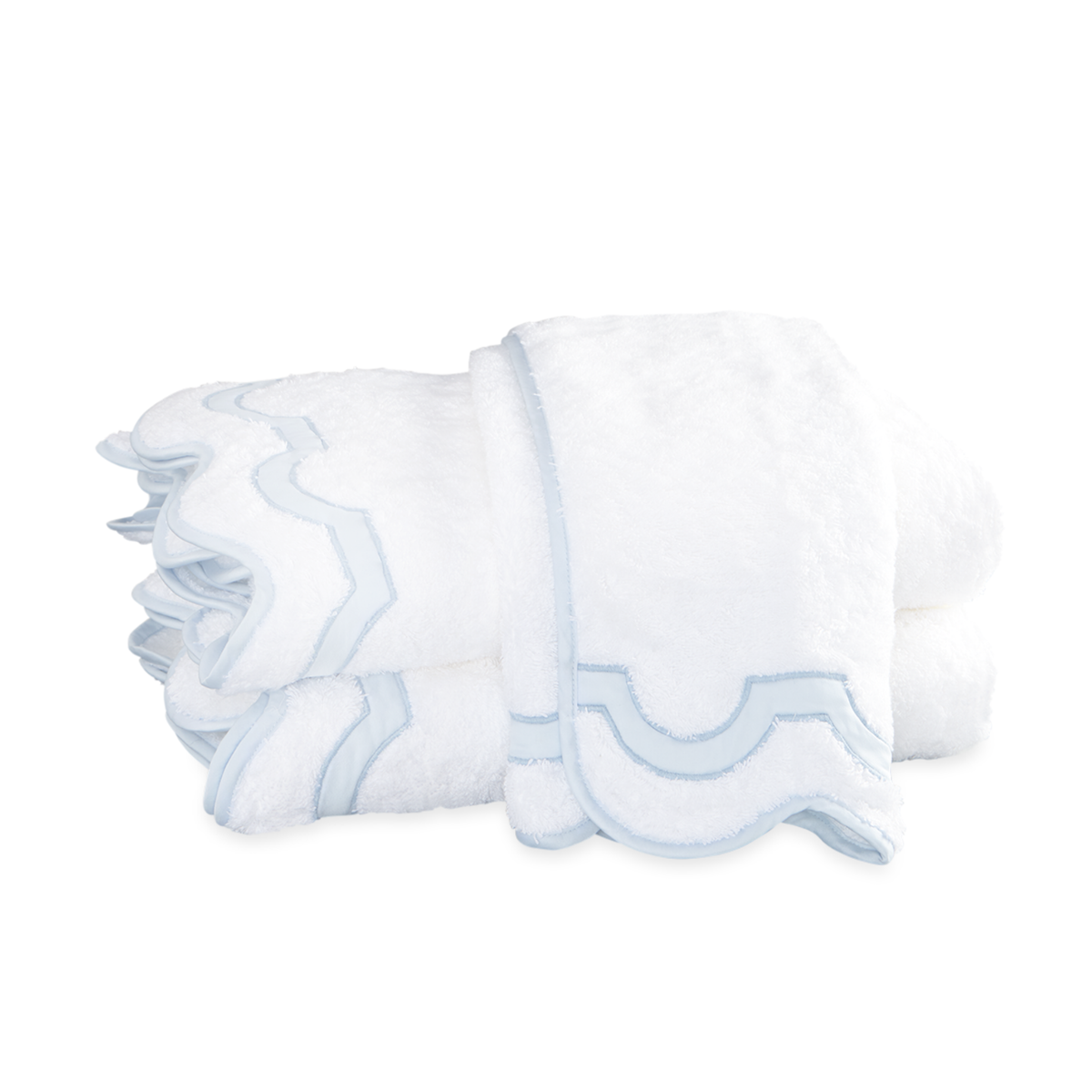 Folded Matouk Mirasol Bath Towels in Blue Color
