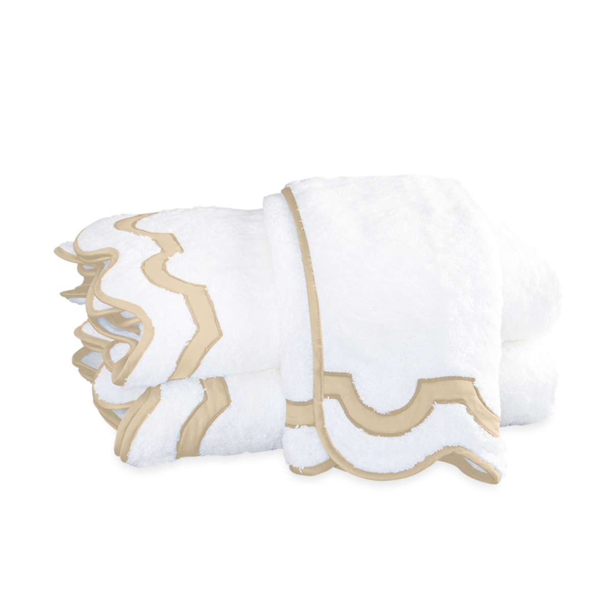 Folded Matouk Mirasol Bath Towels in Champagne Color