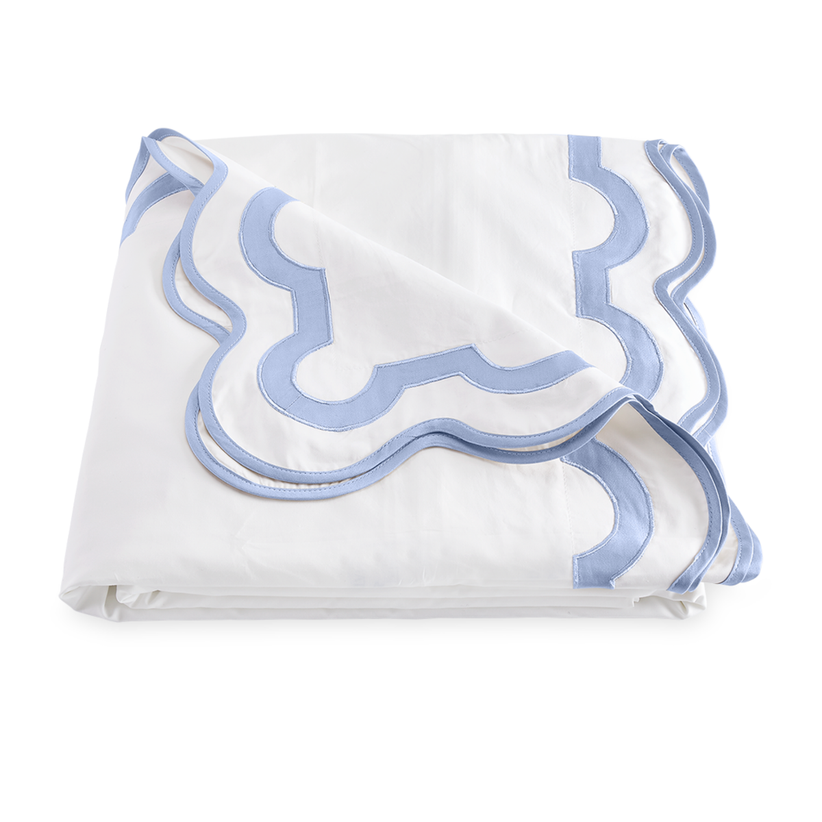 Folded Duvet Cover of Matouk Mirasol Collection in Azure Color