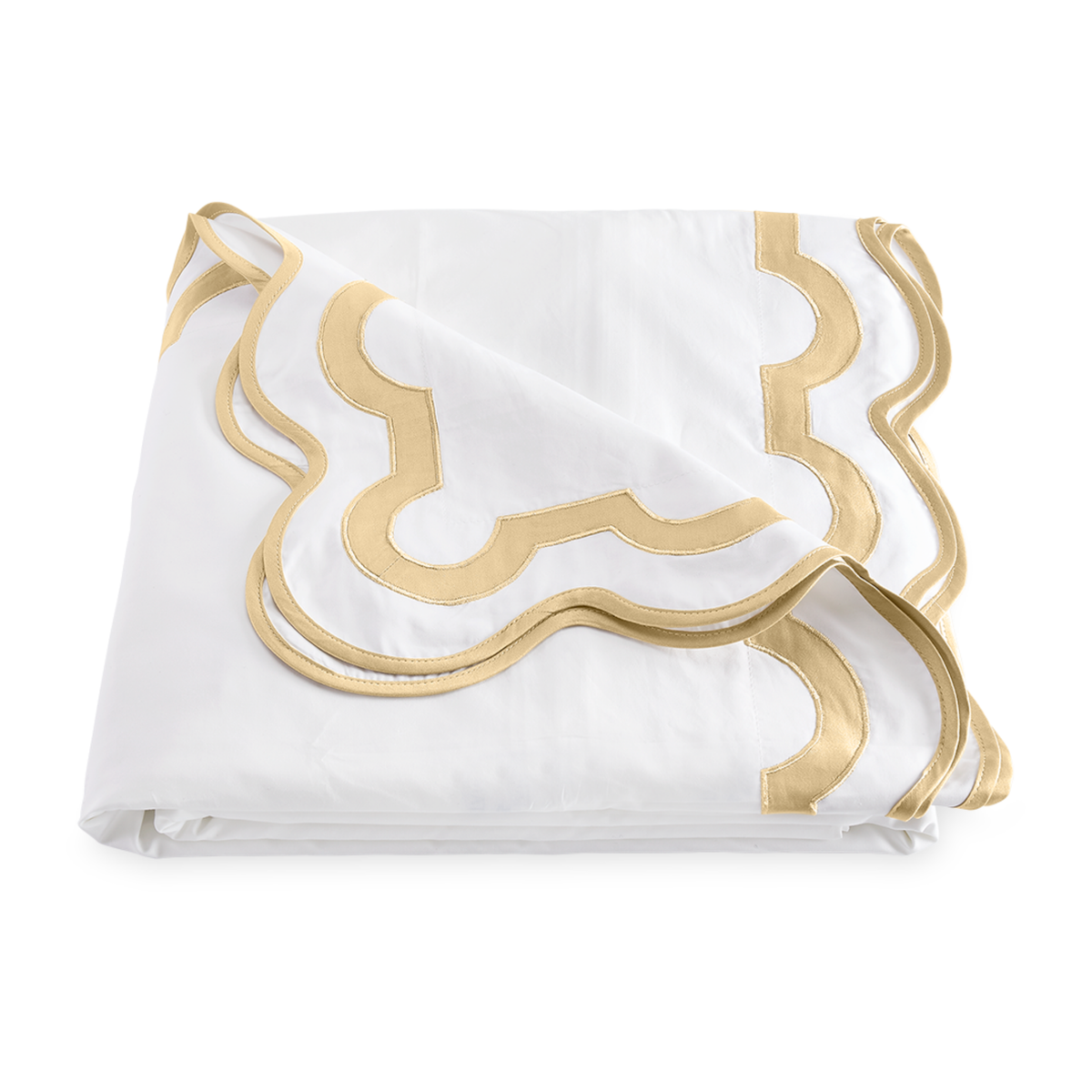 Folded Duvet Cover of Matouk Mirasol Collection in Champagne Color
