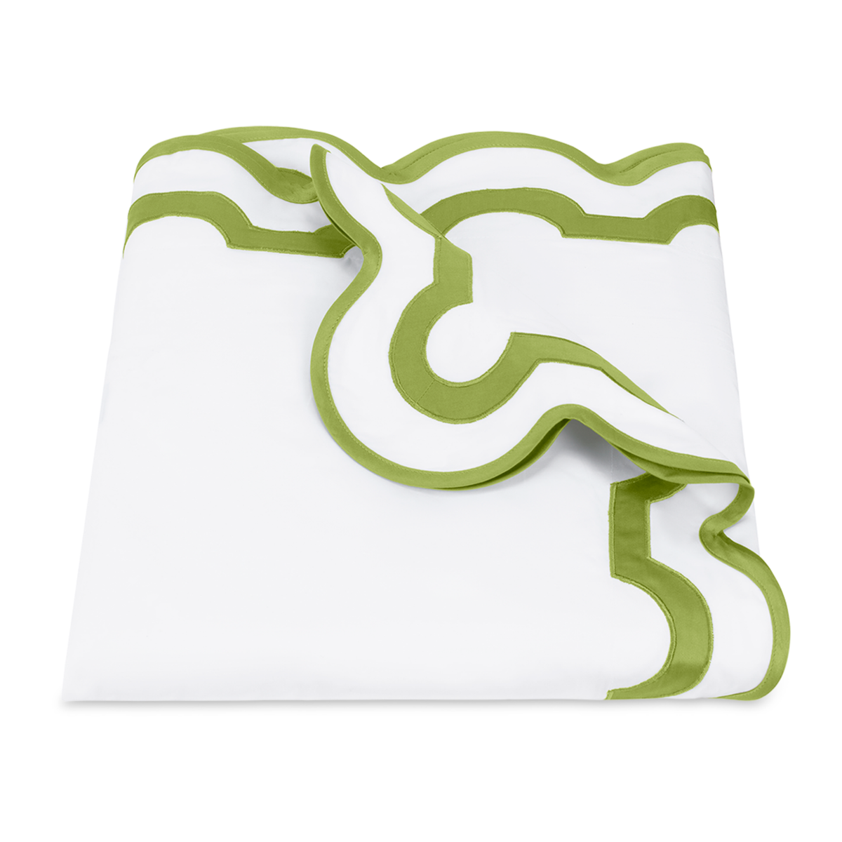 Folded Duvet Cover of Matouk Mirasol Collection in Grass Color