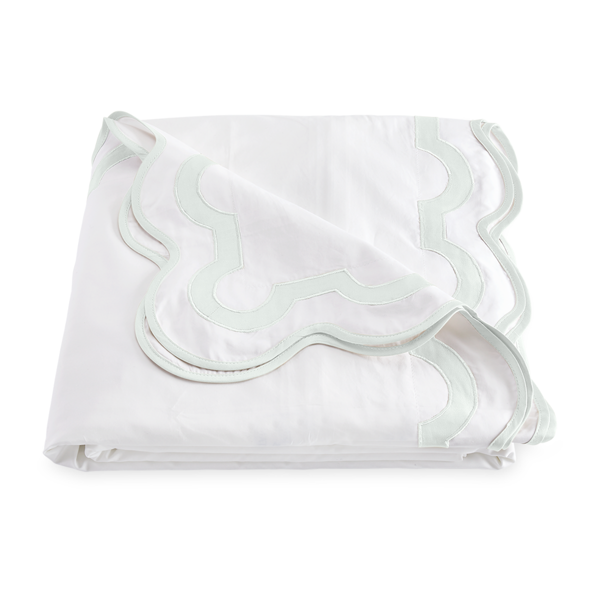 Folded Duvet Cover of Matouk Mirasol Collection in Opal Color
