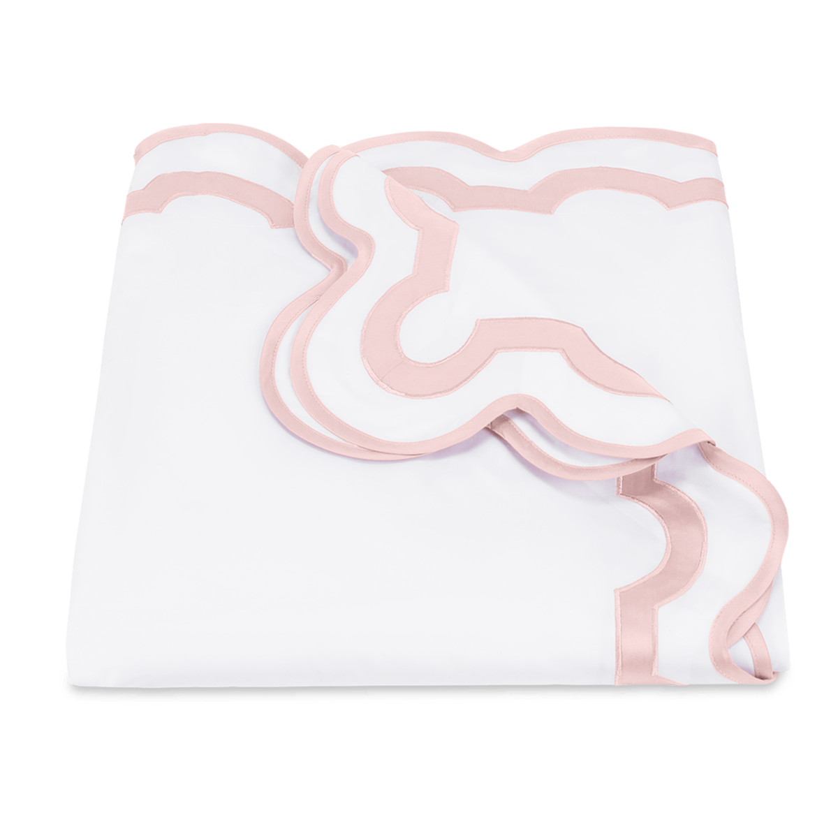 Folded Duvet Cover of Matouk Mirasol Collection in Pink Color