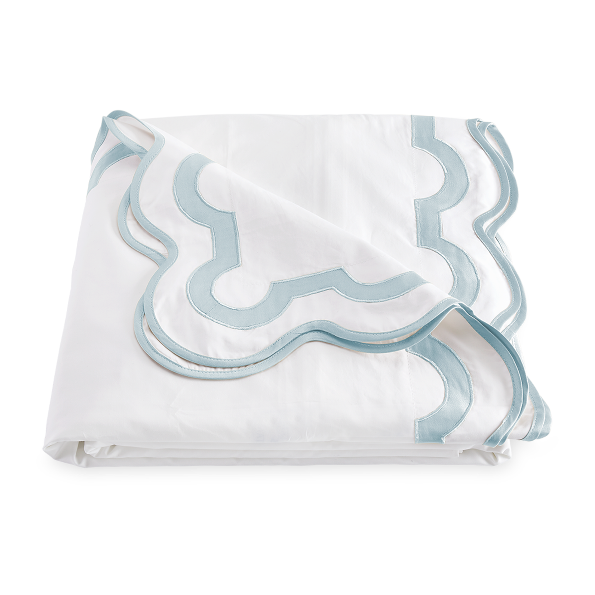 Folded Duvet Cover of Matouk Mirasol Collection in Pool Color