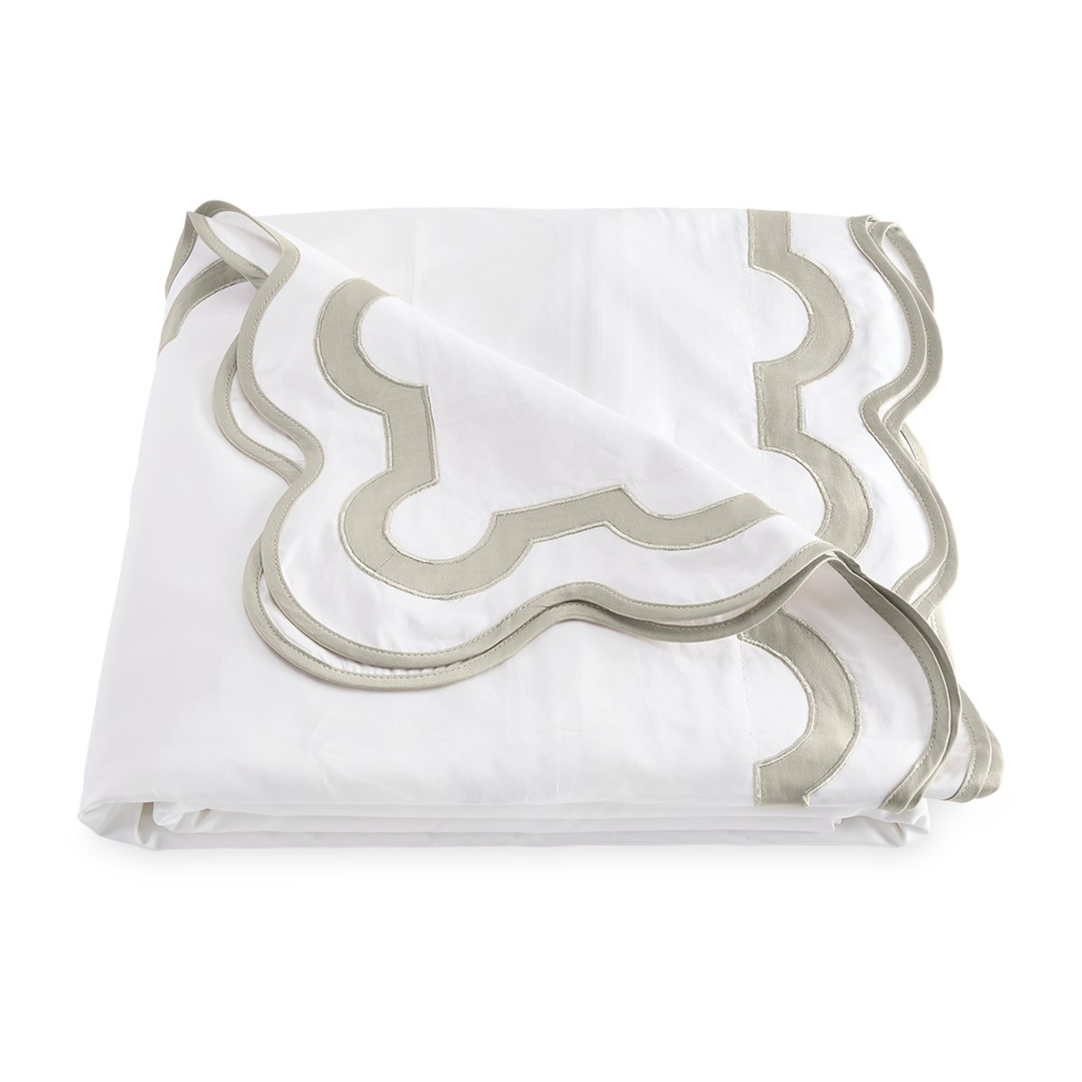 Folded Duvet Cover of Matouk Mirasol Collection in Silver Color