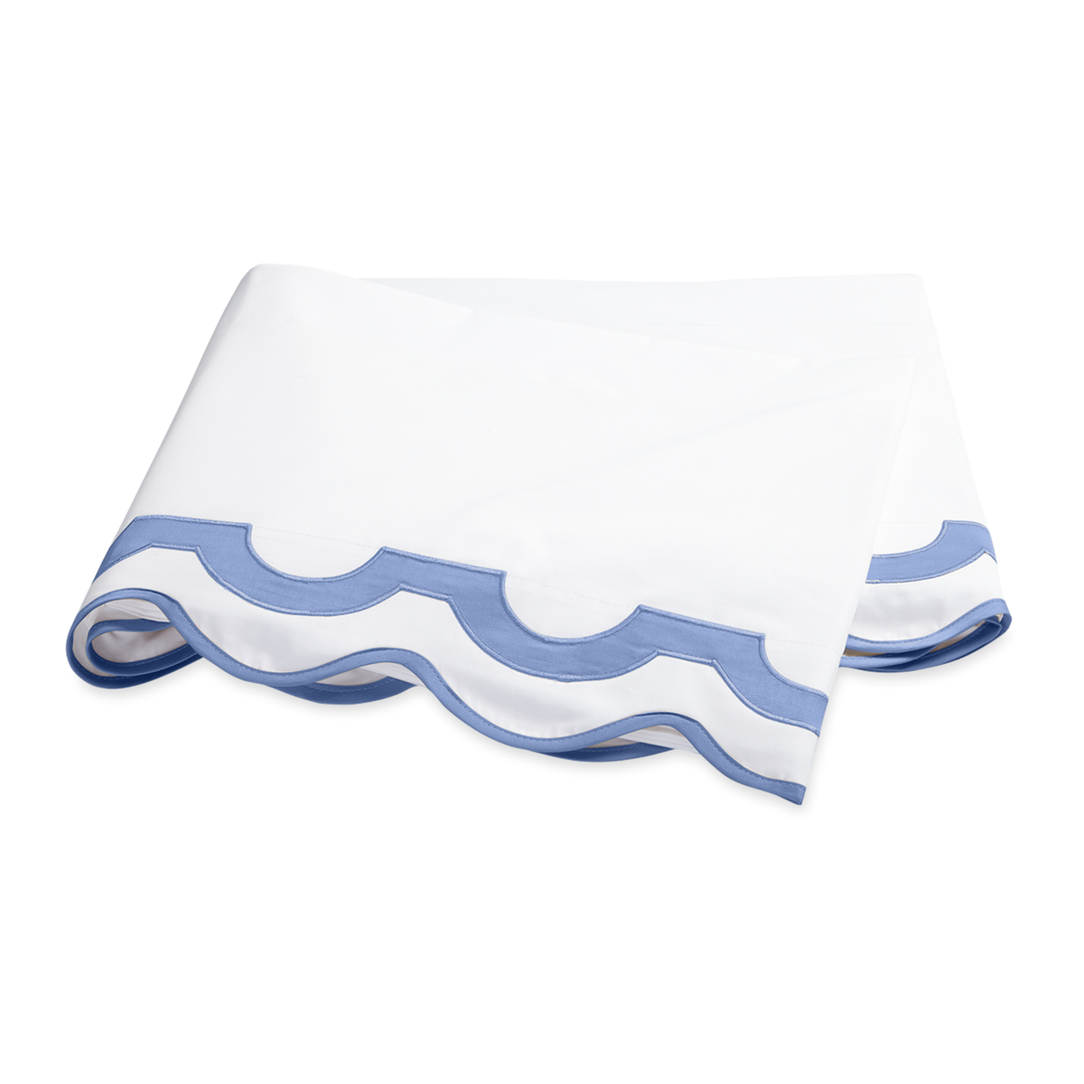 Folded Flat Sheet of Matouk Mirasol Collection in Azure Color