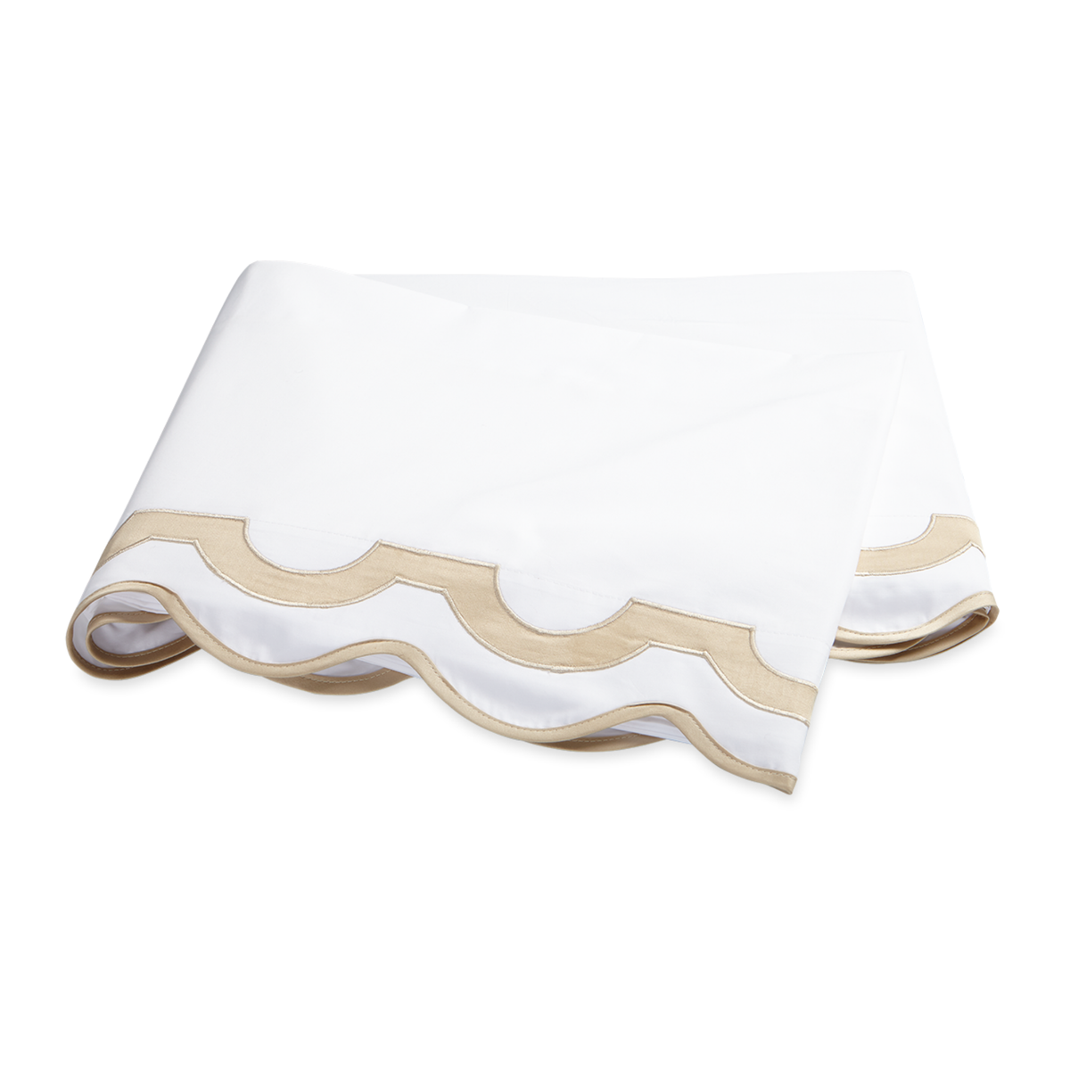 Folded Flat Sheet of Matouk Mirasol Collection in Champagne Color