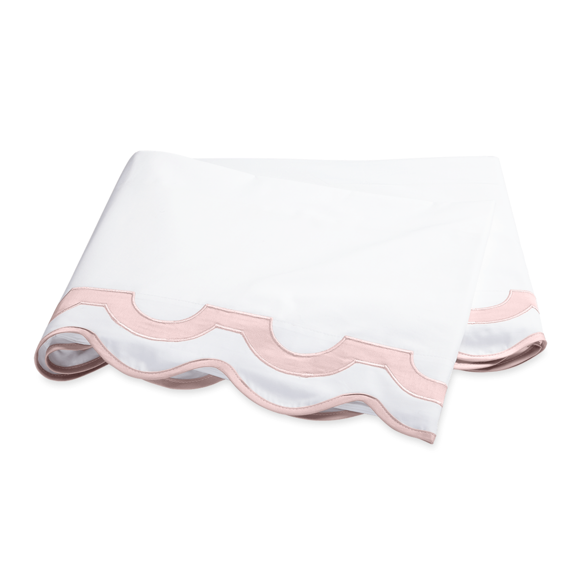Folded Flat Sheet of Matouk Mirasol Collection in Pink Color