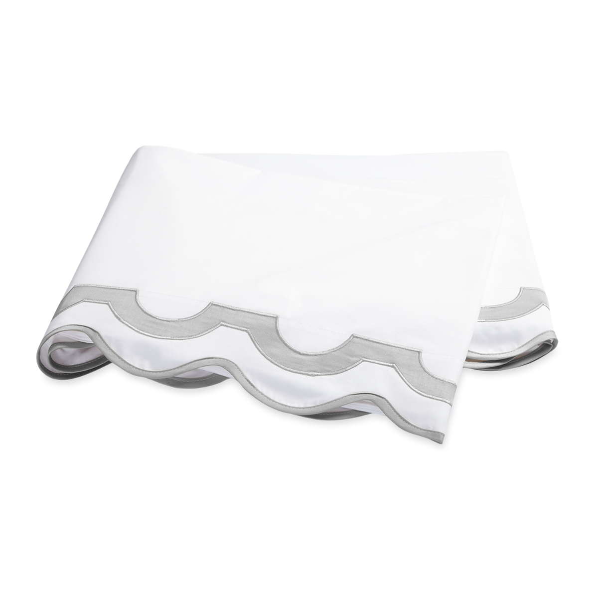 Folded Flat Sheet of Matouk Mirasol Collection in Silver Color