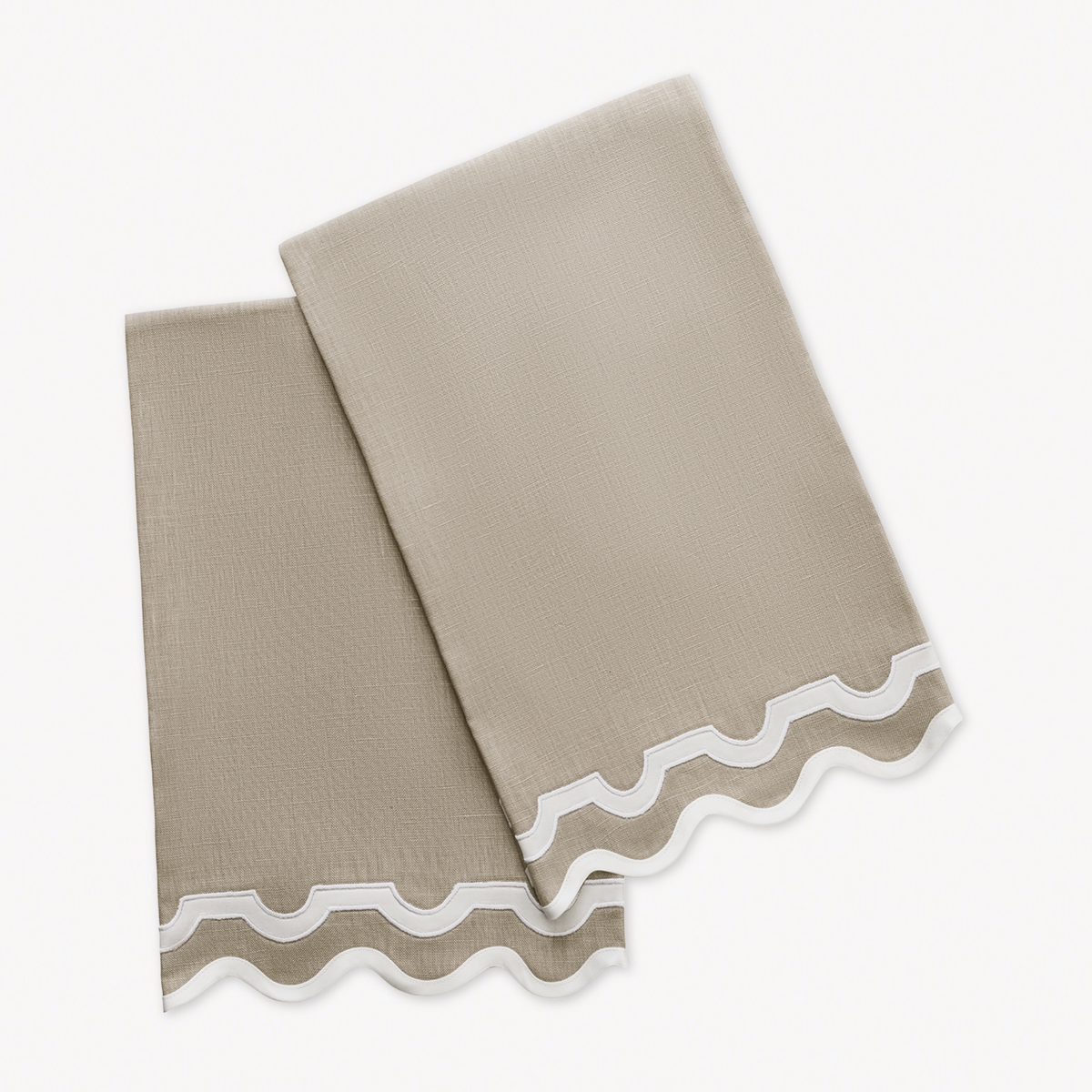 Pair of Matouk Mirasol Guest Towels in Oat and Bone Color