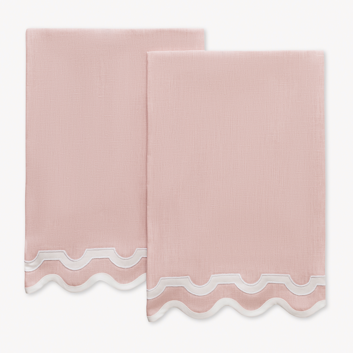 Pair of Matouk Mirasol Guest Towels in Pink and Bone Color