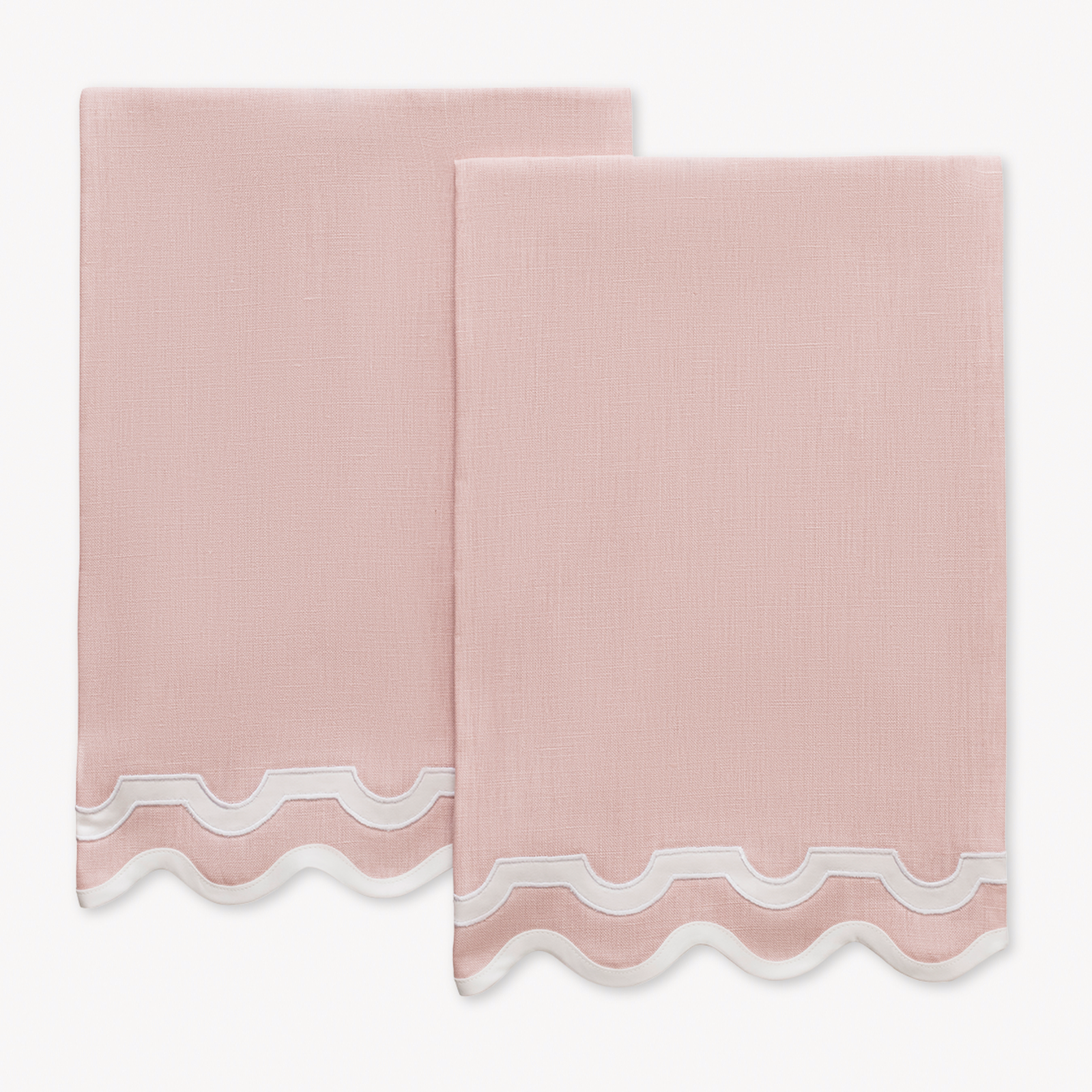 Pair of Matouk Mirasol Guest Towels in Pink and Bone Color