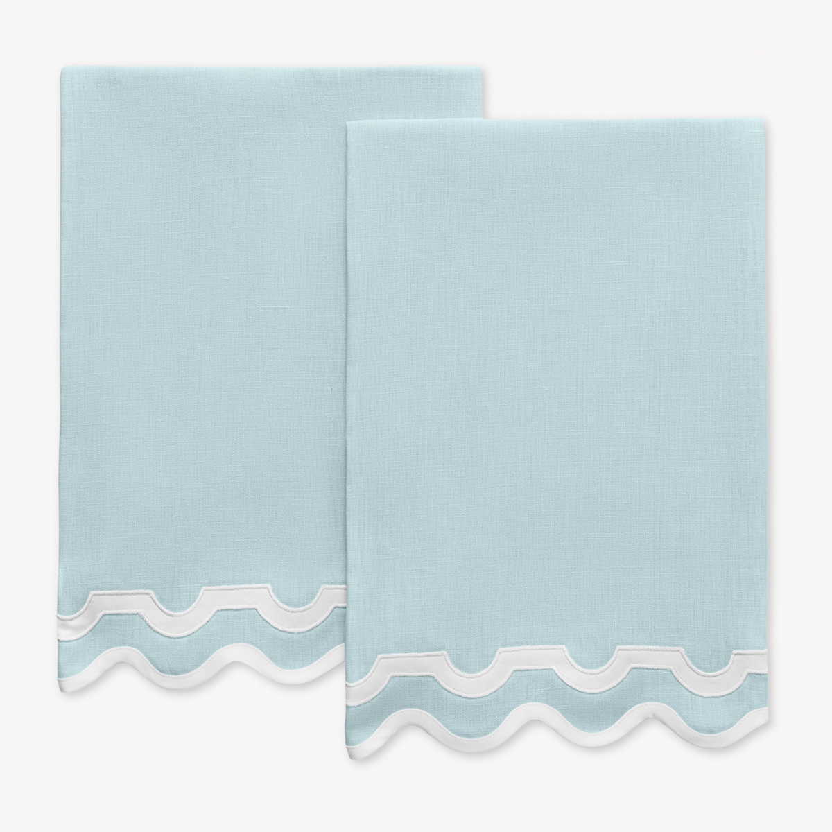 Pair of Matouk Mirasol Guest Towels in Sky and Bone Color