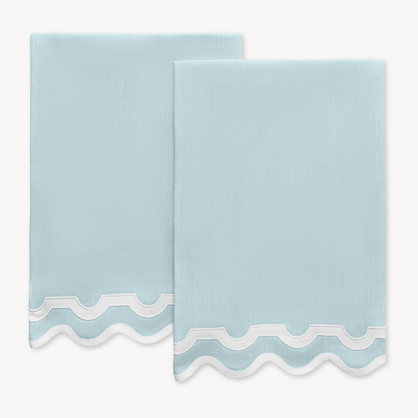 Pair of Matouk Mirasol Guest Towels in Sky and Bone Color