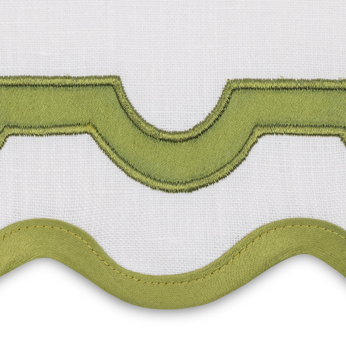 Swatch Sample of Matouk Mirasol Guest Towels in White and Grass Color