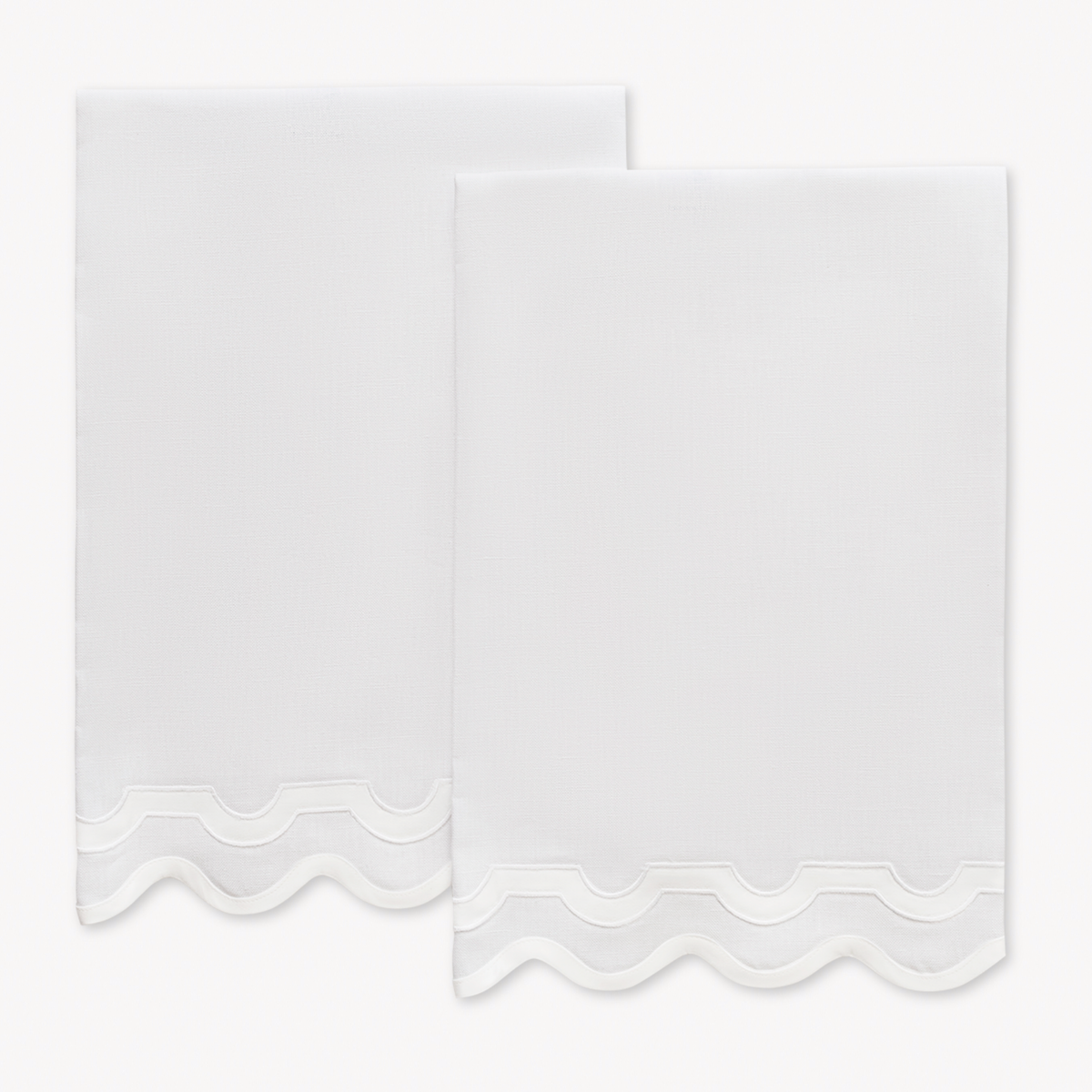 Pair of Matouk Mirasol Guest Towels in White and Bone Color
