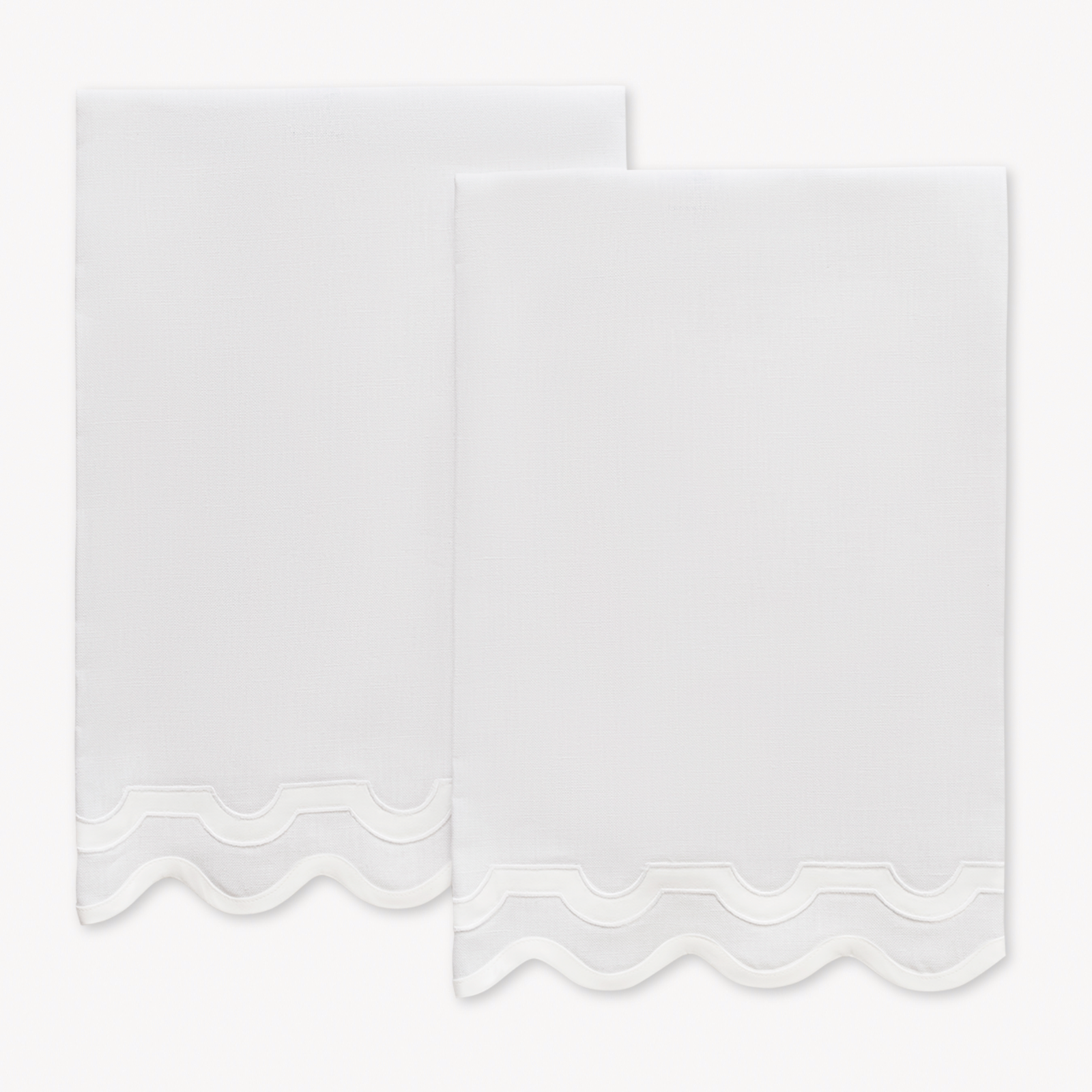 Pair of Matouk Mirasol Guest Towels in White and Bone Color