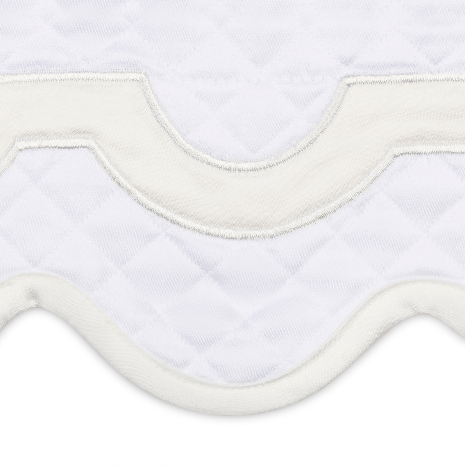 Full Bed Dressed in Matouk Mirasol Matelassé Bedding with Swatch in Bone Color