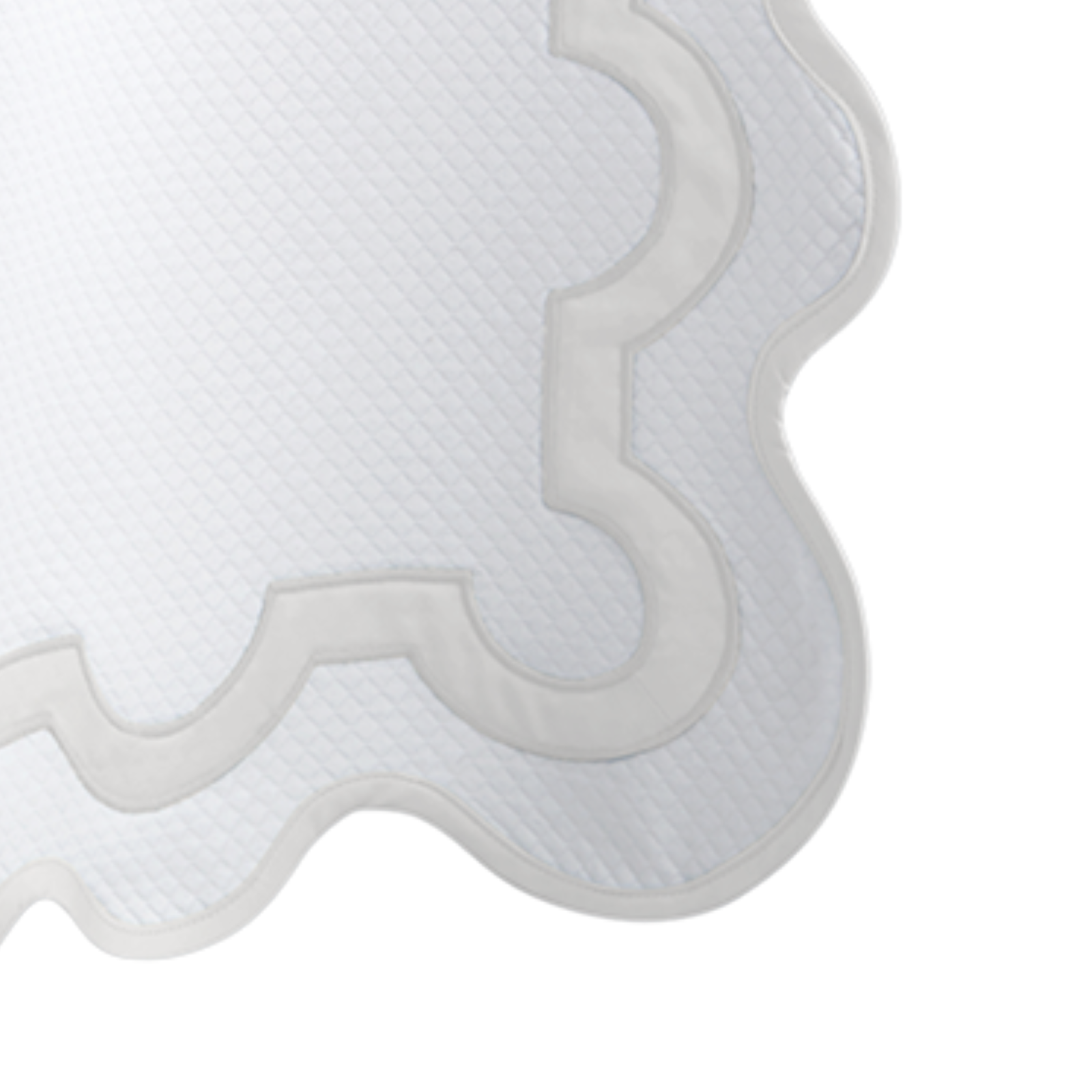 Hanging Edges of Matouk Mirasol Pique Shower Curtain in Bone Color