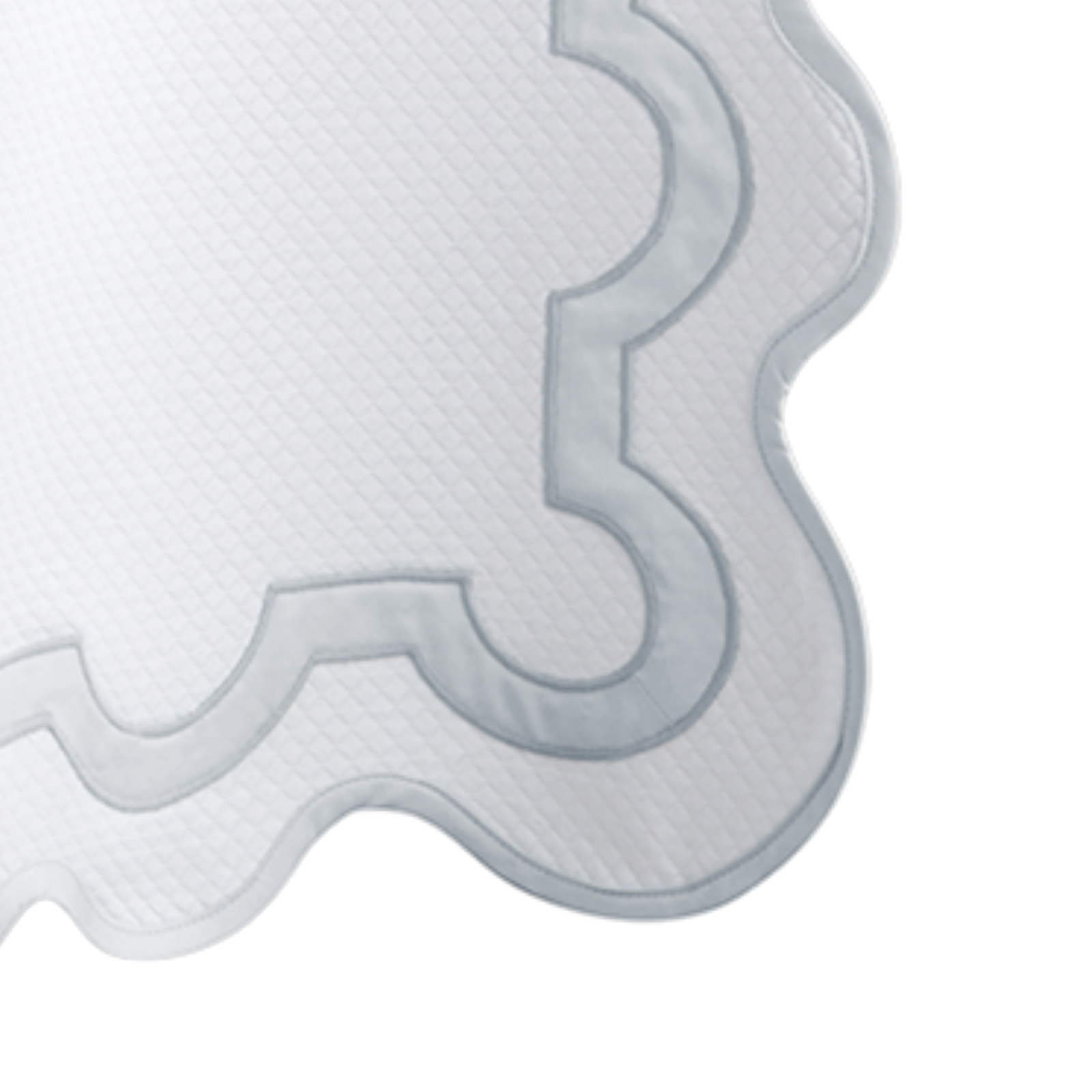 Hanging Edges of Matouk Mirasol Pique Shower Curtain in Pool Color