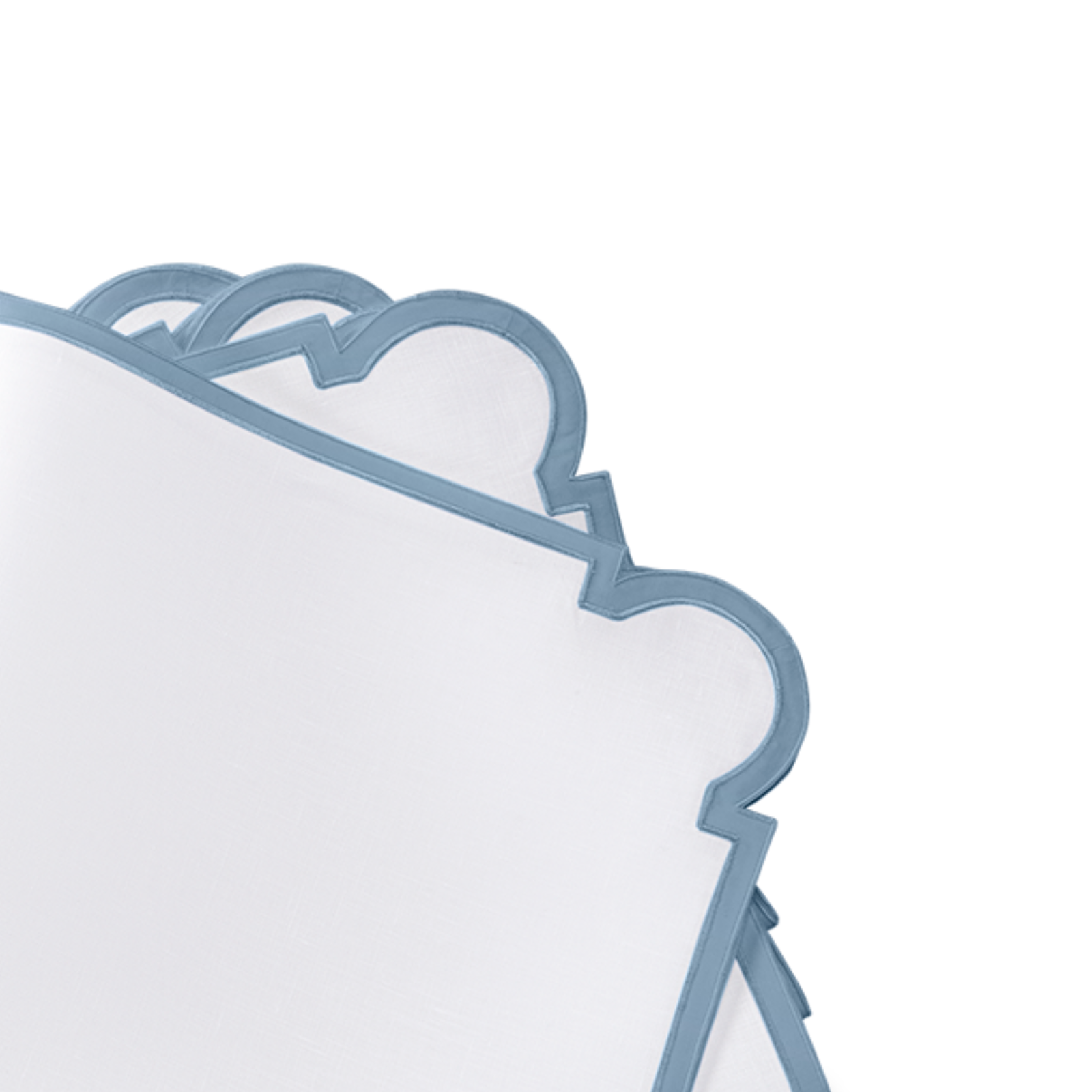 Stack of Matouk Mirasol Table Linen Napkins in Hazy Blue Color