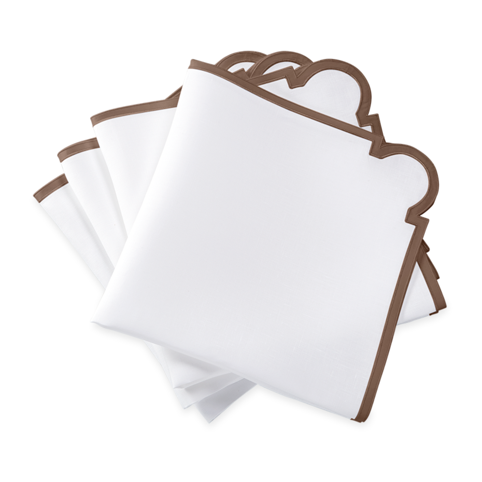 Stack of Matouk Mirasol Table Linen Napkins in Mocha Color