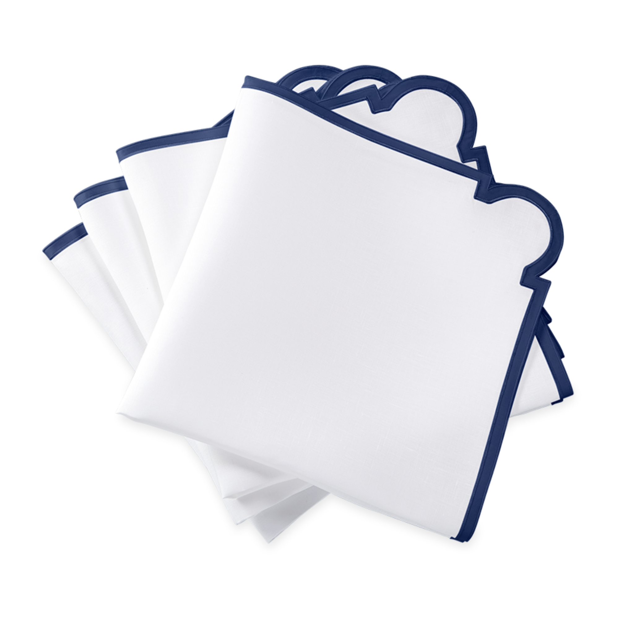 Stack of Matouk Mirasol Table Linen Napkins in Navy Color