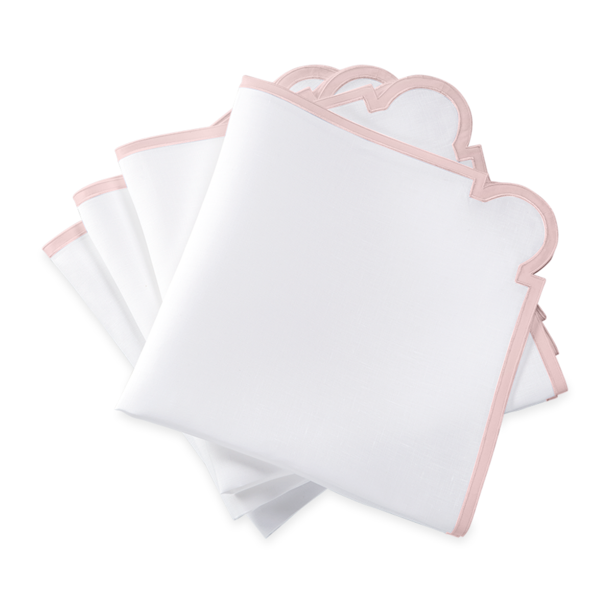 Stack of Matouk Mirasol Table Linen Napkins in Pink Color