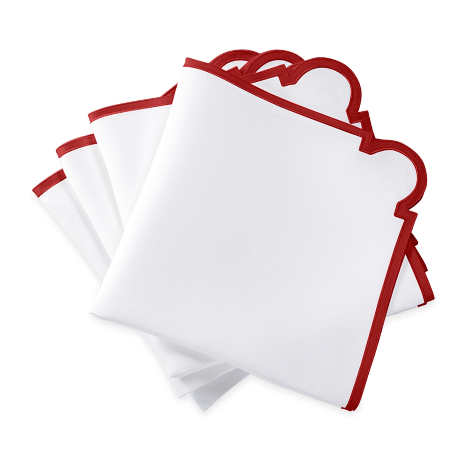 Stack of Matouk Mirasol Table Linen Napkins in Scarlet Color