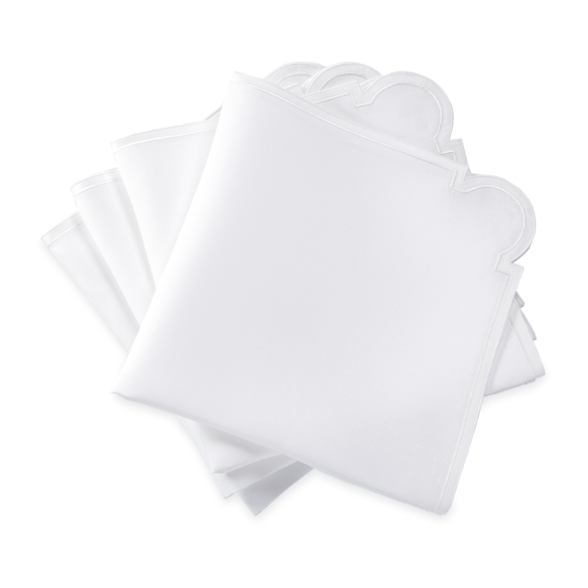 Stack of Matouk Mirasol Table Linen Napkins in White Color