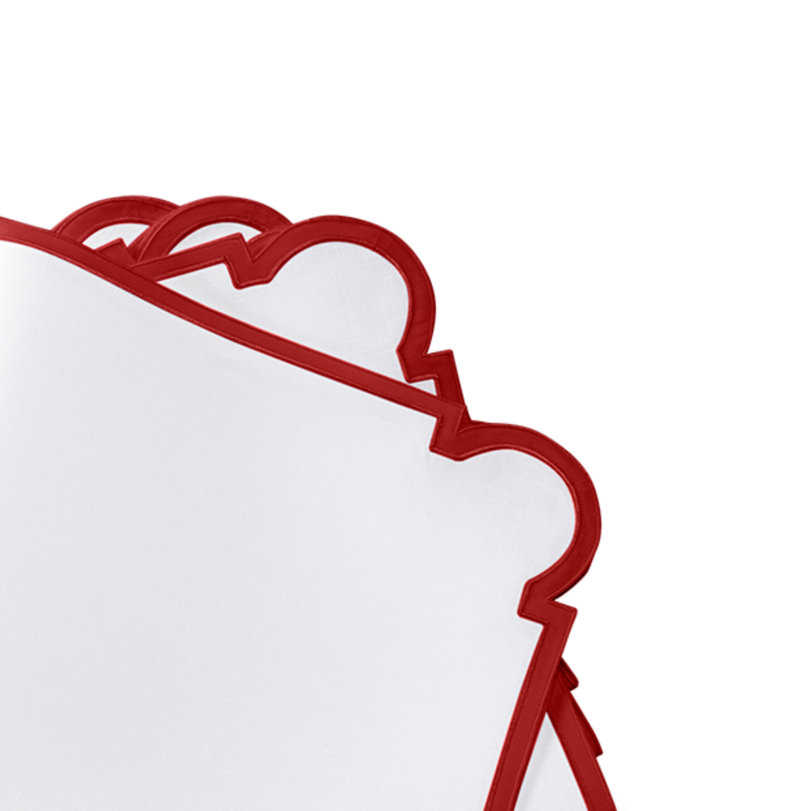 Stack of Matouk Mirasol Table Linen Napkins in Scarlet Color